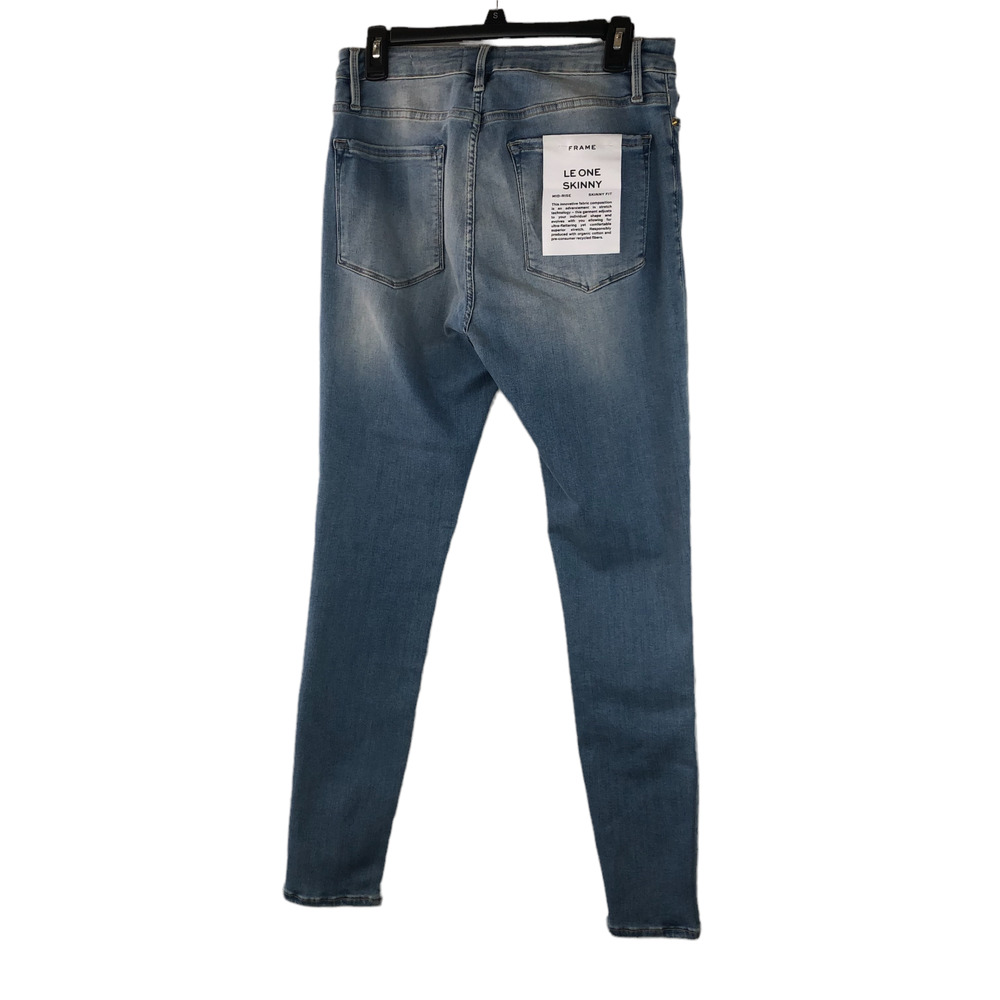 NWT FRAME Le One Skinny Fit Mid-Rise Jeans Light Blue Caspio Women's Size 2 - Picture 4 of 12
